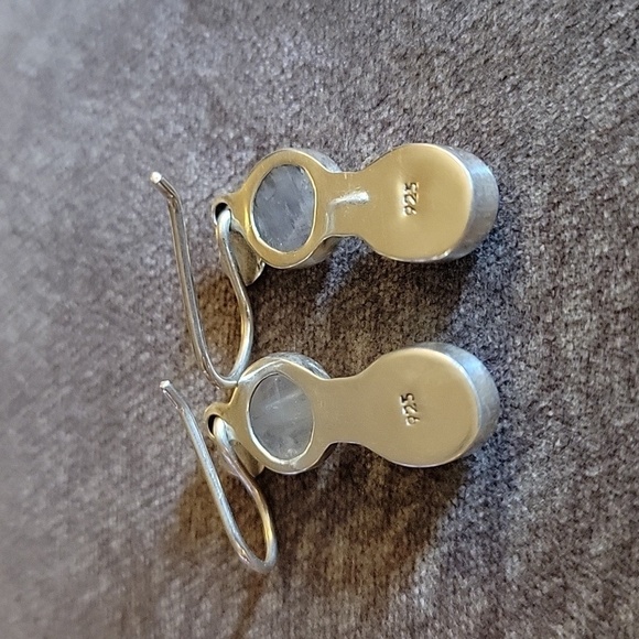 Sterling Silver Lapis Labrodite Dangle Hook Earrings - Picture 4 of 4